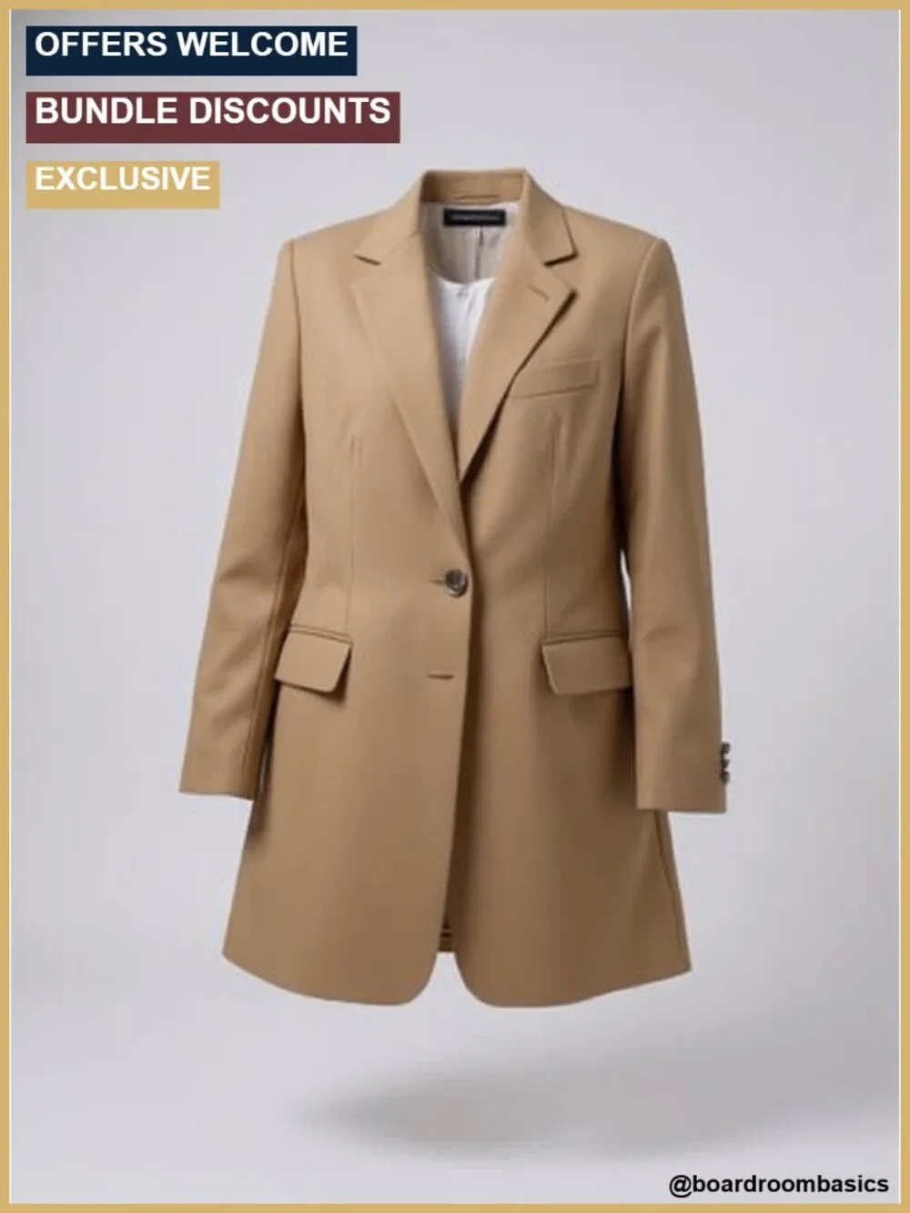 Open Front Long Sleeve Blazer with Notch Lapel and Flap Pockets